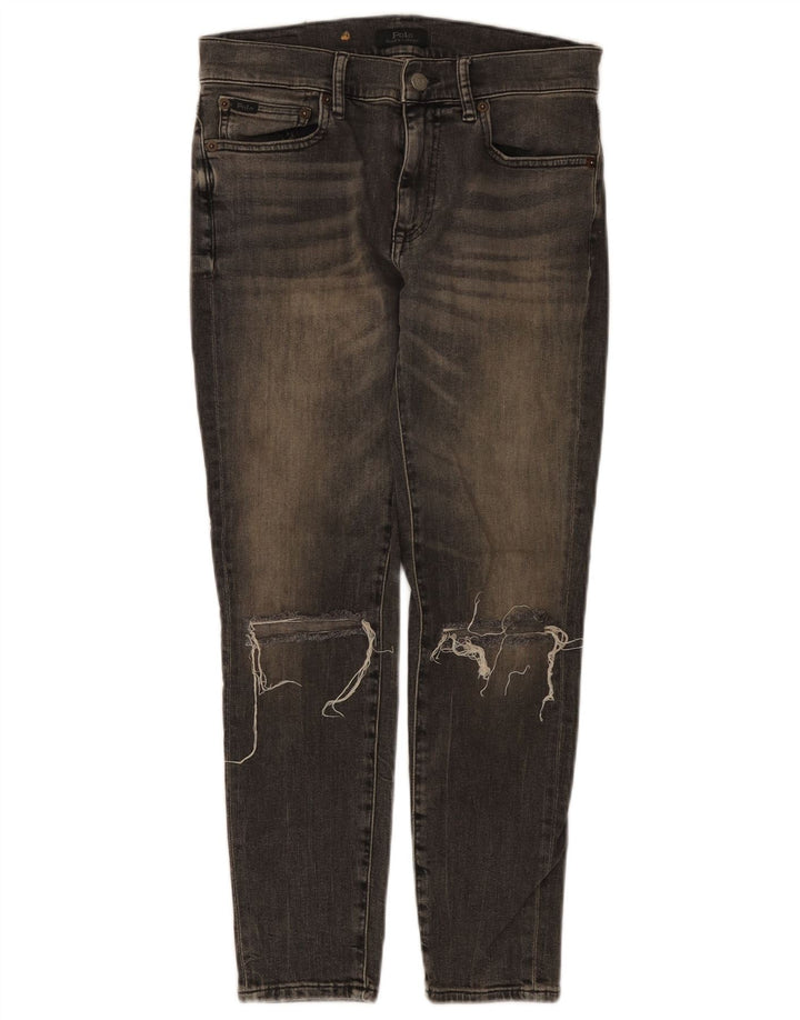 POLO RALPH LAUREN Jeans skinny effetto consumato da donna W28 L25 cotone grigio