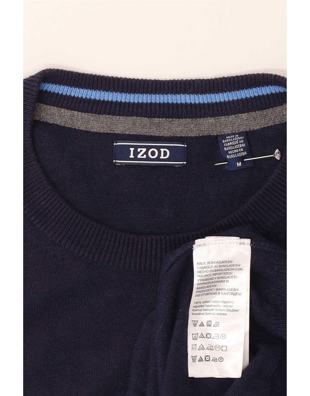 Maglione maglione girocollo da uomo Izod in cotone blu navy medio