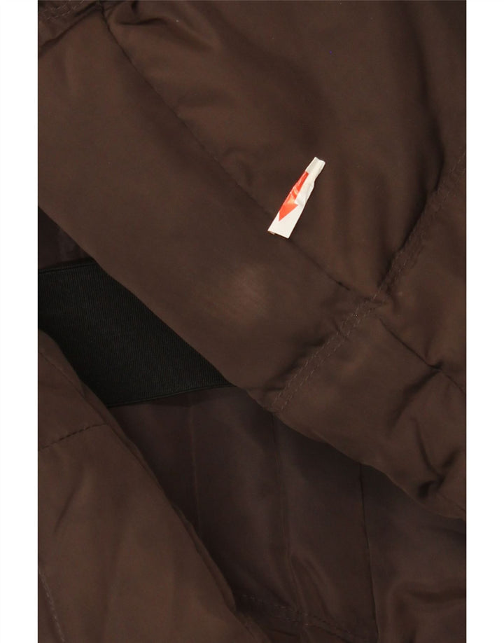 Giacca imbottita con cappuccio da donna Zara UK 14 grande marrone poliestere