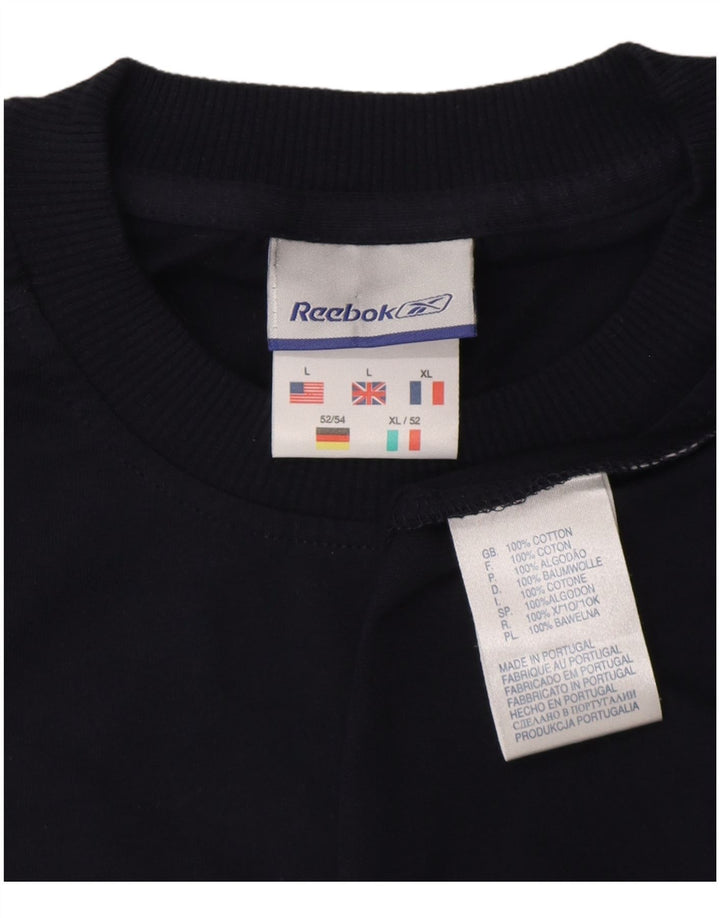 T-shirt grafica da uomo Reebok Top Large in cotone blu navy