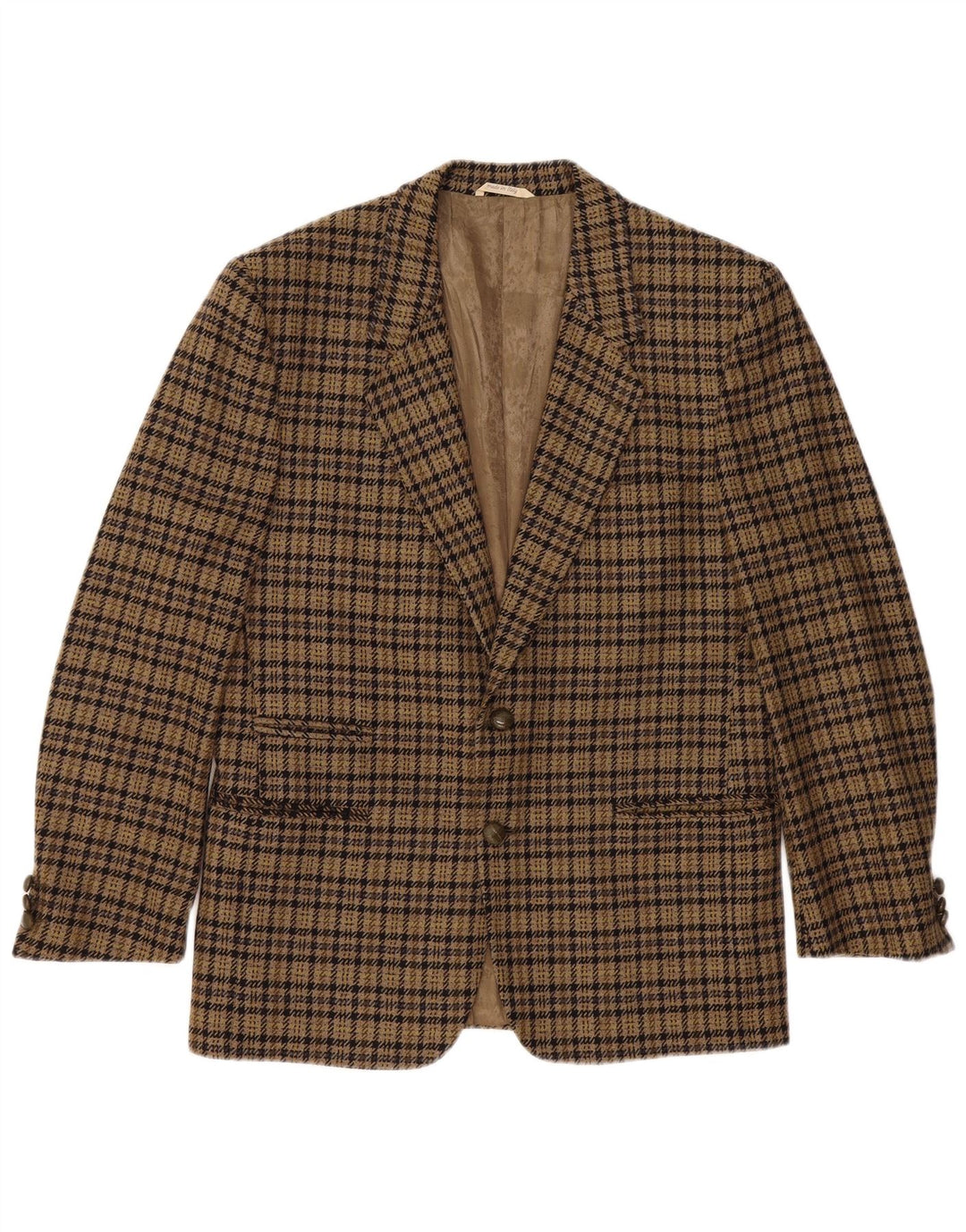 Giacca blazer da uomo a 2 bottoni Luigi Botto UK 40 grande lana pied de poule marrone