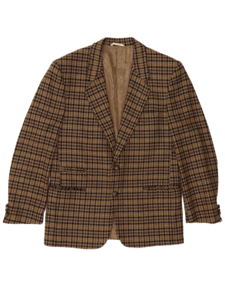 Giacca blazer da uomo a 2 bottoni Luigi Botto UK 40 grande lana pied de poule marrone