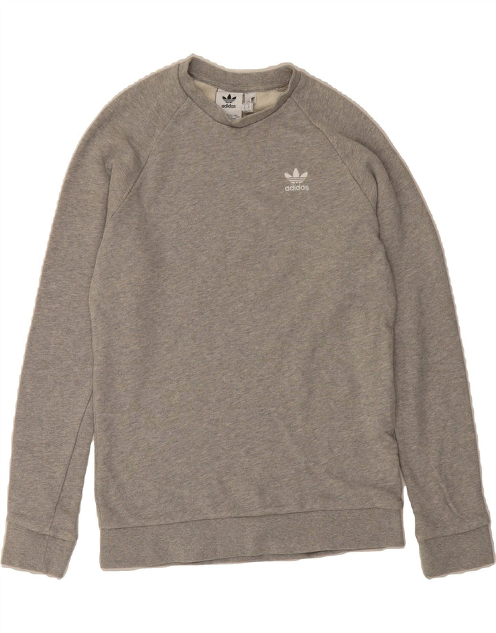 ADIDAS Womens Sweatshirt Jumper UK 6 XS Grey Cotton Vintage Adidas and Second-Hand Adidas from Messina Hembry 