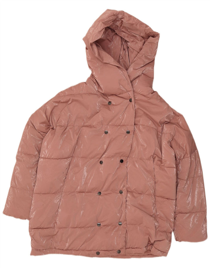Giacca imbottita oversize con cappuccio da donna Zara UK 14 poliammide rosa medio