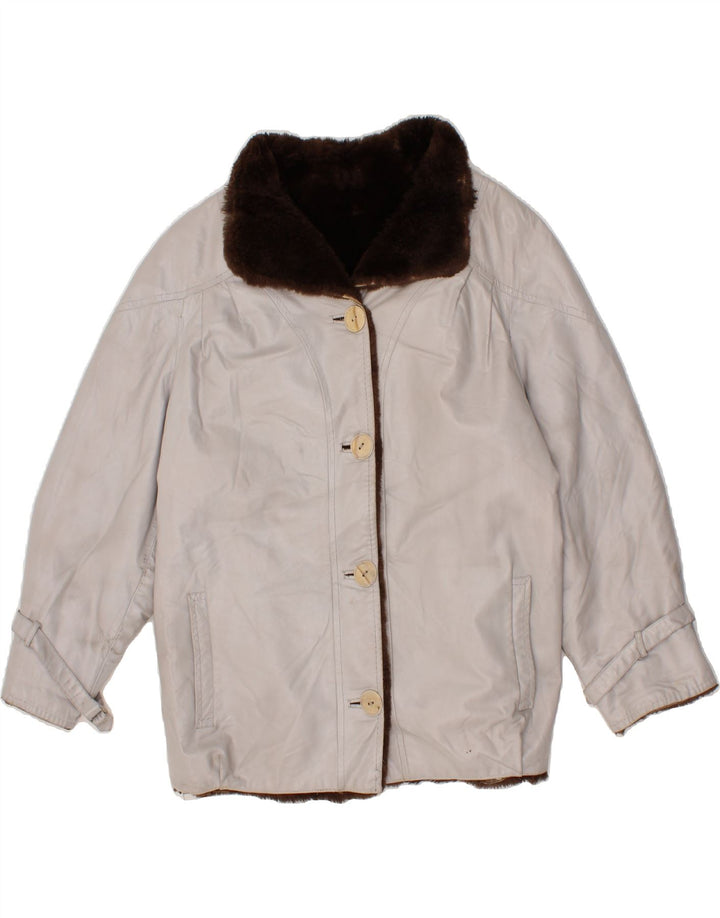 VINTAGE Womens Sherpa Jacket UK 2 2XS Grey Vintage Vintage and Second-Hand Vintage from Messina Hembry 