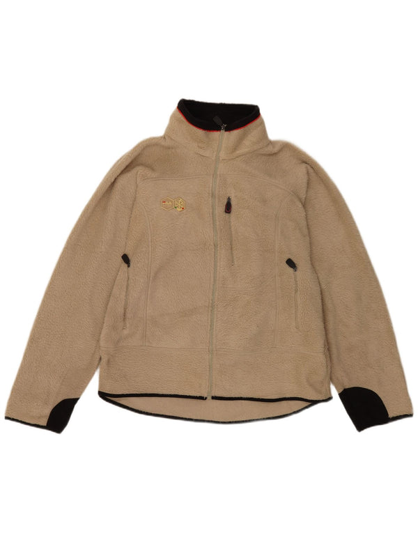 Giacca in pile da uomo Fila UK 40 Large Beige Colourblock Poliestere