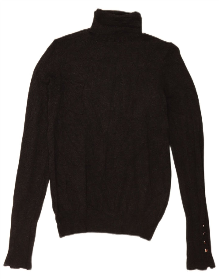 Maglione maglione a collo alto da donna Zara UK 8 piccolo in viscosa grigia