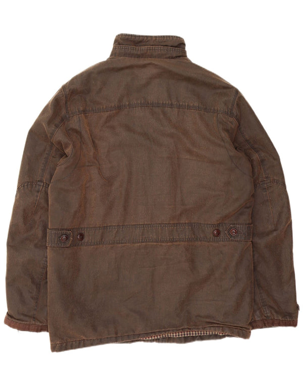 WHITE STUFF Giacca da uomo in cotone cerato UK 40 Grande cotone marrone