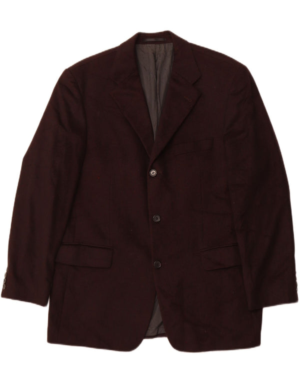 Giacca blazer da uomo a 3 bottoni HUGO BOSS UK 40 grande in lana vergine bordeaux