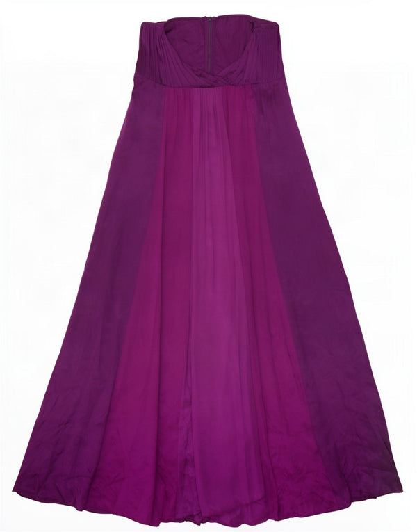 Monsoon Womens Strapless Dress UK 12 Medium Purple Colourblock Silk