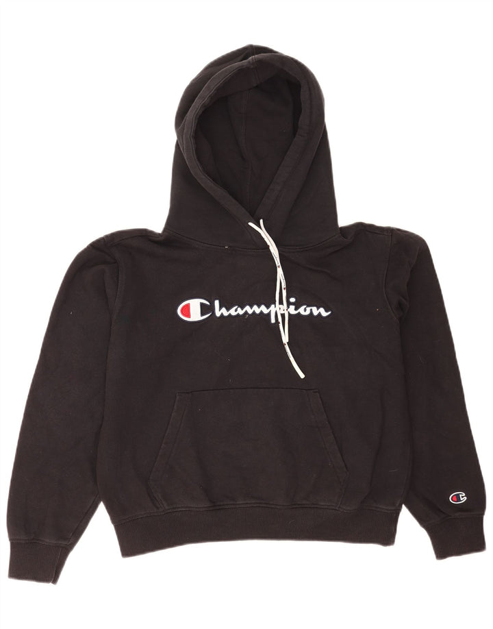 Felpa con cappuccio Champion da uomo con vestibilità regolare grafica piccola nera
