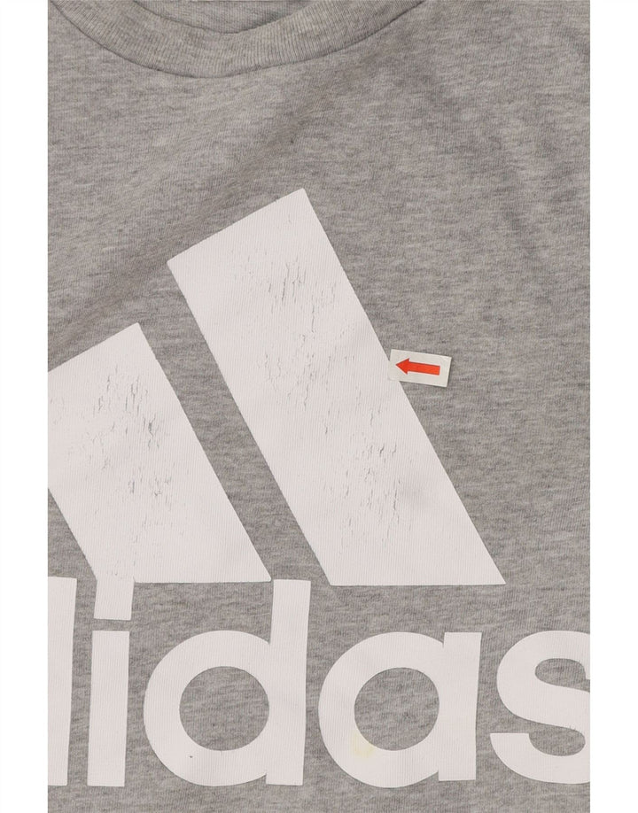 T-shirt grafica da uomo Adidas Top grande in cotone grigio