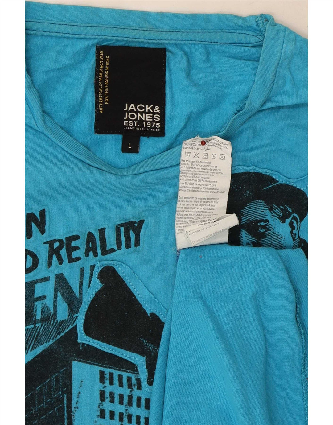 Jack & Jones T-shirt grafica da uomo Baltimora Top grande in cotone blu