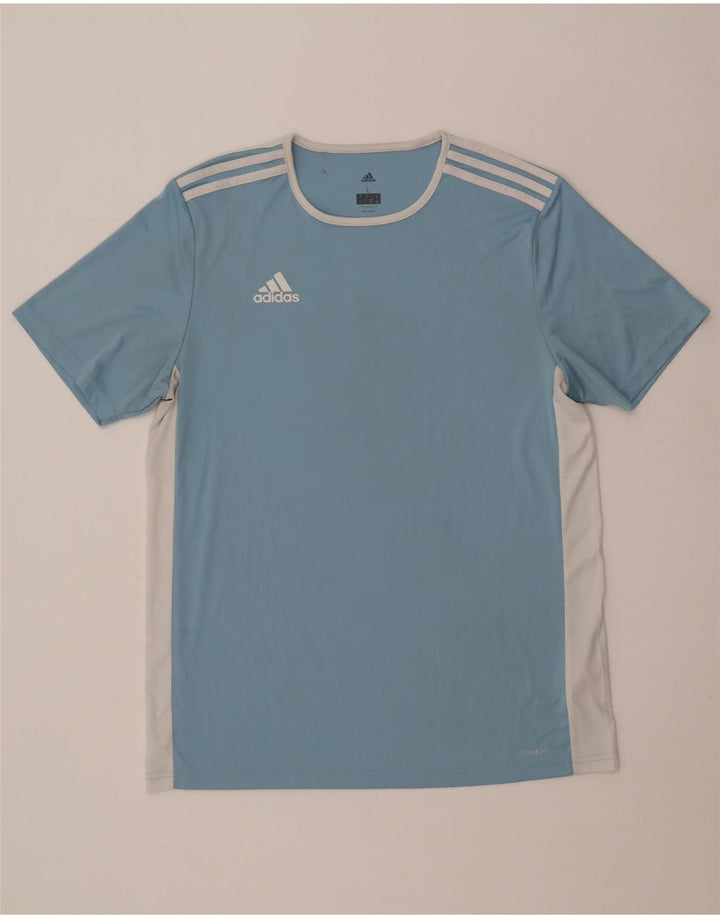 T-shirt Adidas Climalite da uomo, grande, in poliestere color block blu