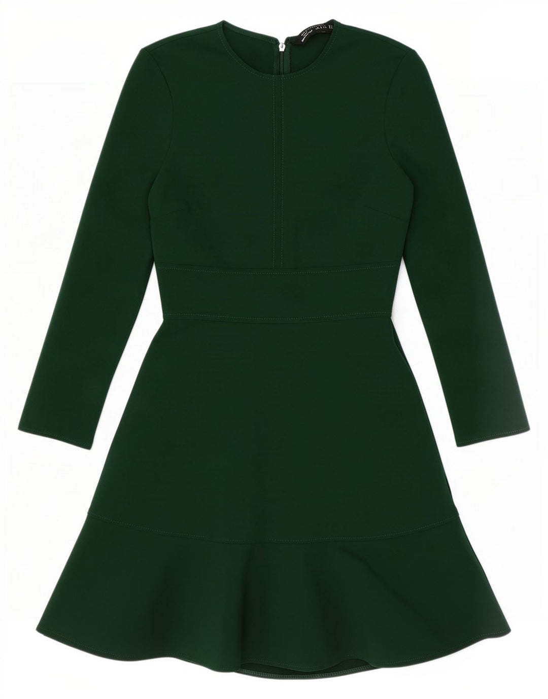 Abito a trapezio a maniche lunghe da donna Zara UK 10 piccolo poliestere verde