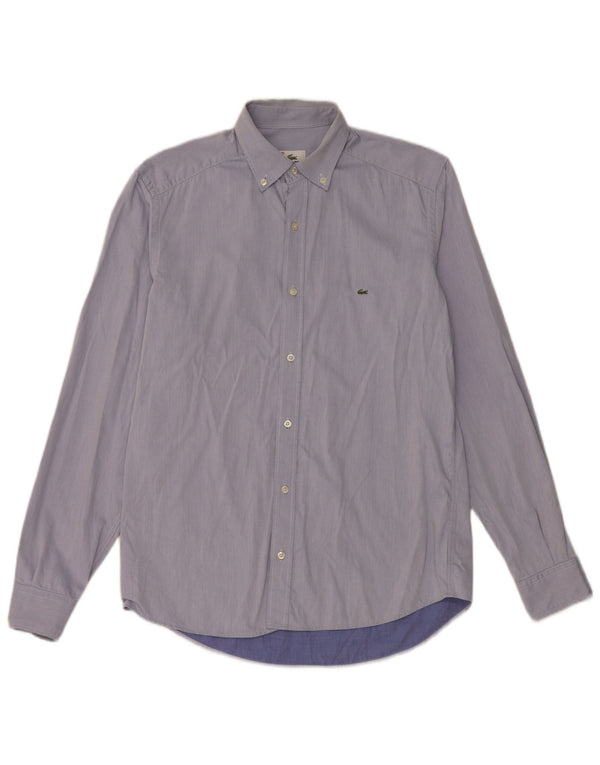 Camicia da uomo Lacoste taglia 39 piccolo cotone gessato blu