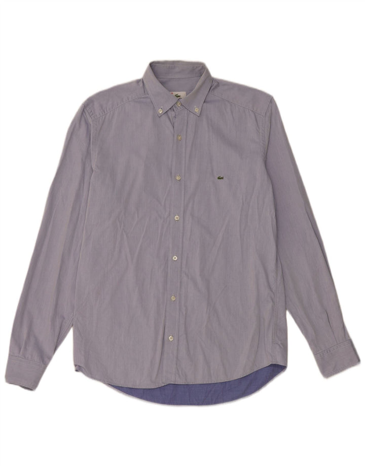 Camicia da uomo Lacoste taglia 39 piccolo cotone gessato blu