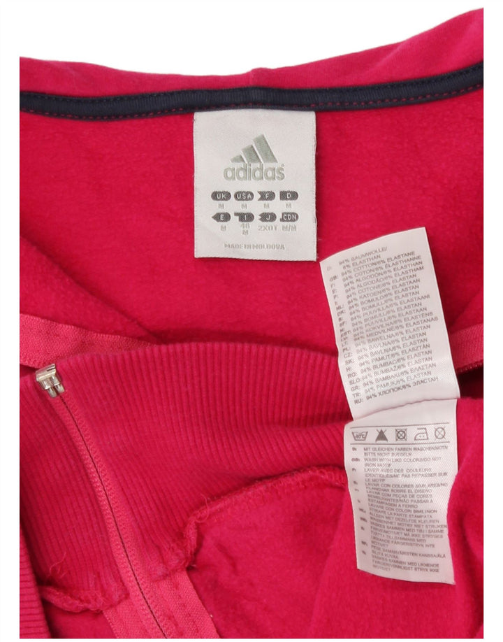 Maglione con cappuccio e zip da donna Adidas UK 14 cotone rosa medio