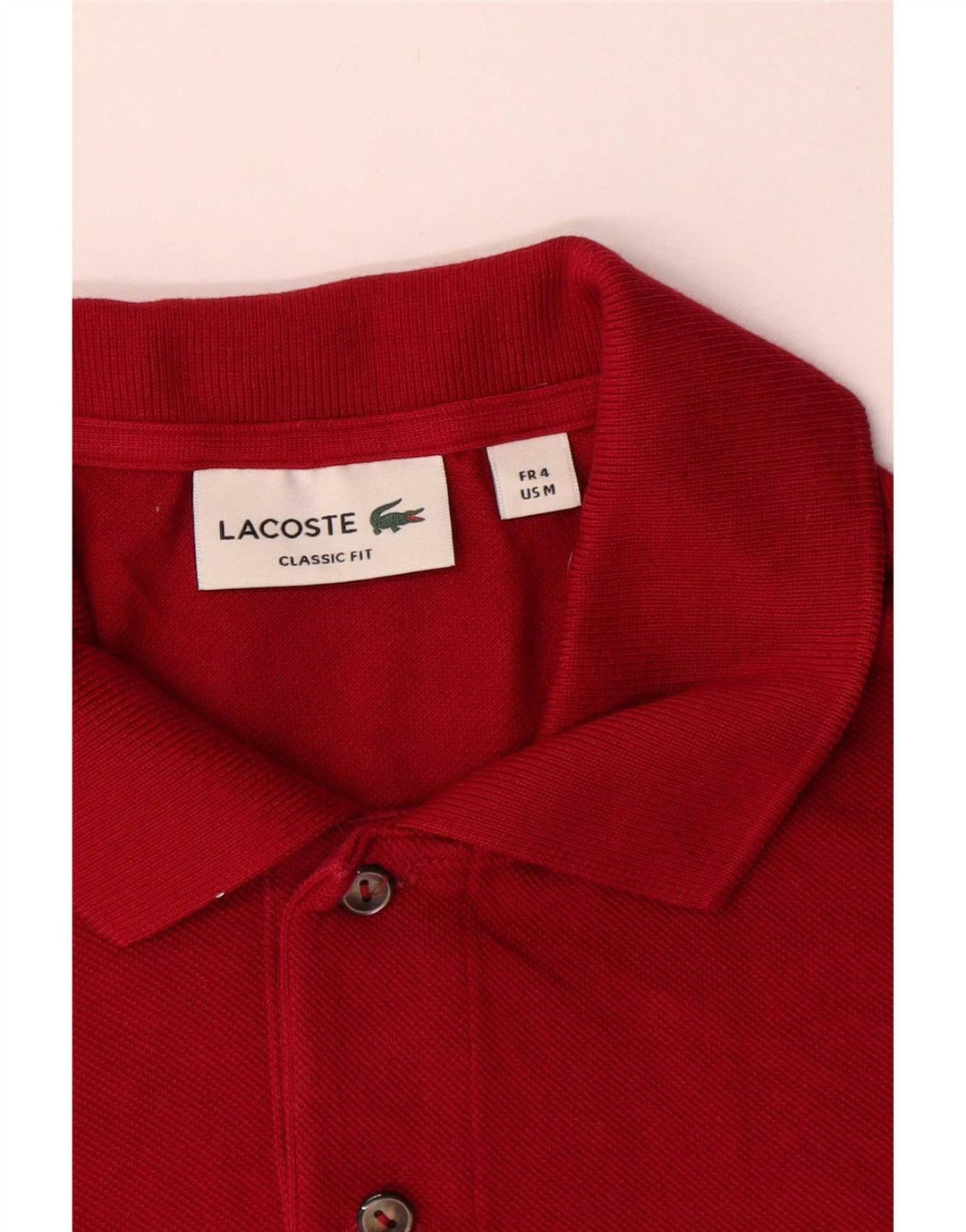 Polo da uomo Lacoste Classic Fit taglia 4, colore rosso medio, in cotone