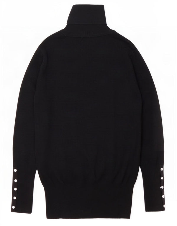 Zara Womens Roll Neck Jumper Sweater UK 16 Large Black Nylon