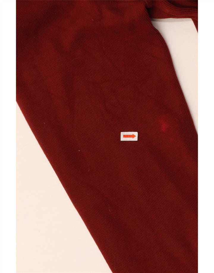 ELLESSE Mens Zip Hoodie Sweater Small Burgundy Cotton
