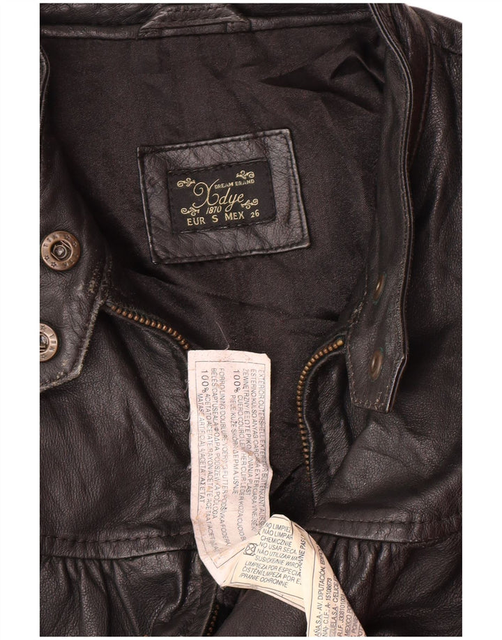 Giacca in pelle da donna XDYE UK 10 Piccolo motociclista in pelle nera