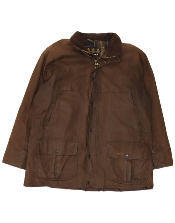 BARBOUR Giacca da uomo in cotone cerato vestibilità ampia UK 42 XL Poliuretano marrone