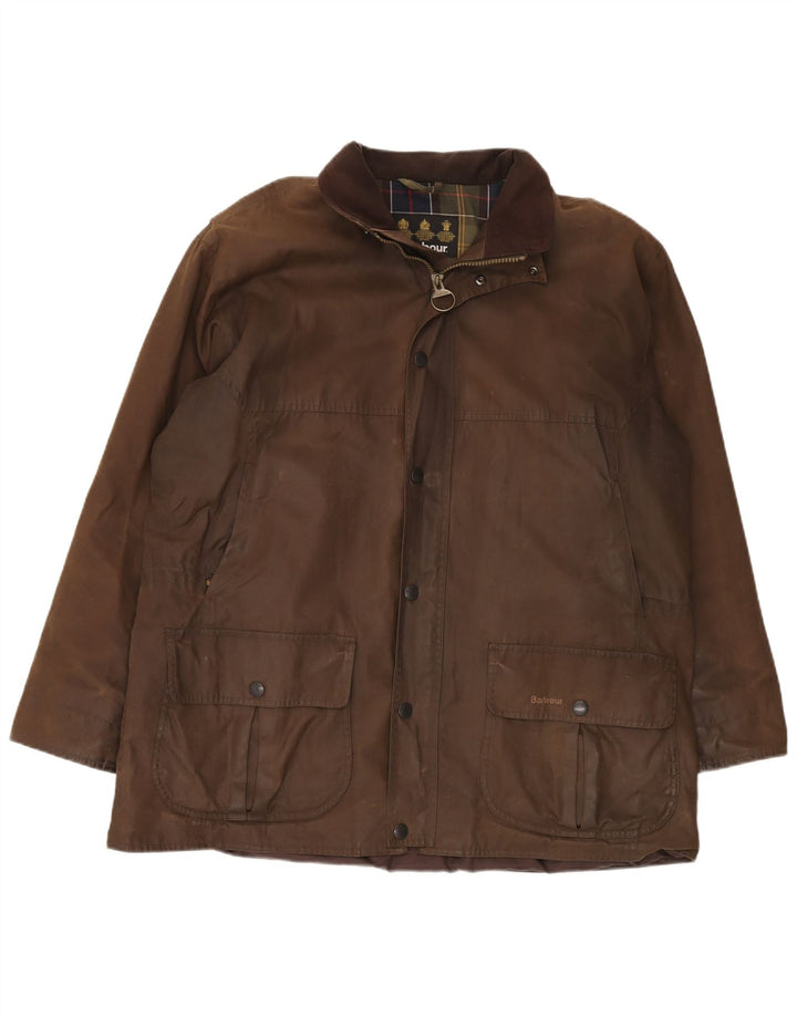 BARBOUR Giacca da uomo in cotone cerato vestibilità ampia UK 42 XL Poliuretano marrone