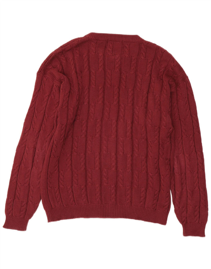 CHAPS RALPH LAUREN Maglione girocollo da uomo XL in cotone bordeaux