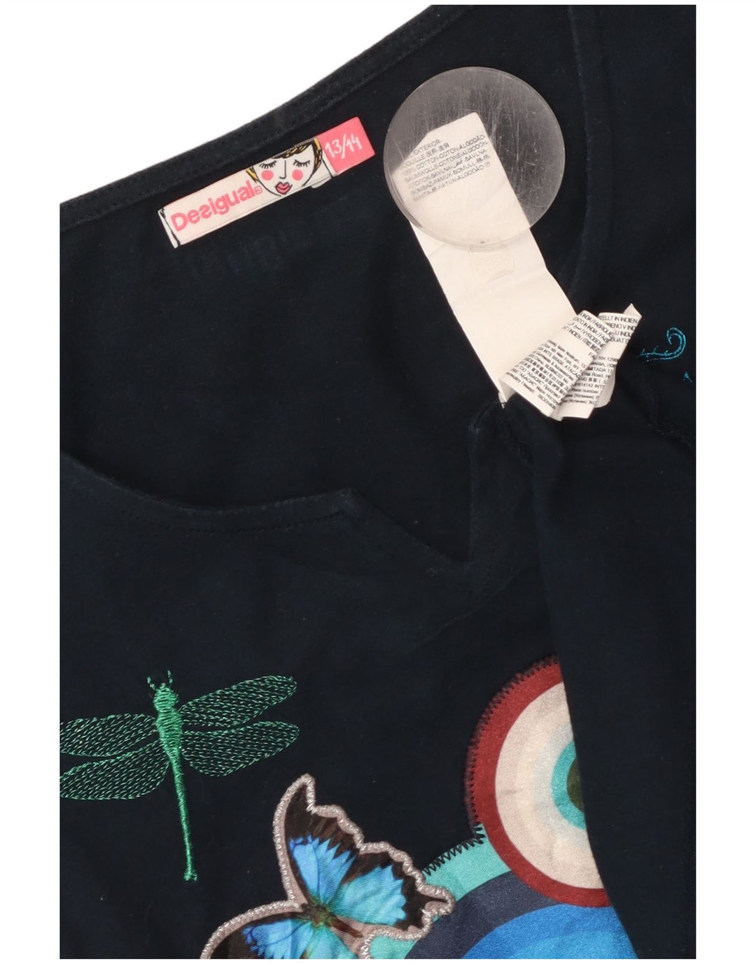 DESIGUAL Top tunica asimmetrica grafica per ragazze 13-14 anni blu navy floreale