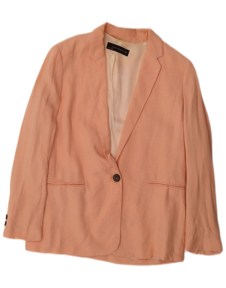 Giacca blazer a 1 bottone da donna Zara UK 14 viscosa rosa medio