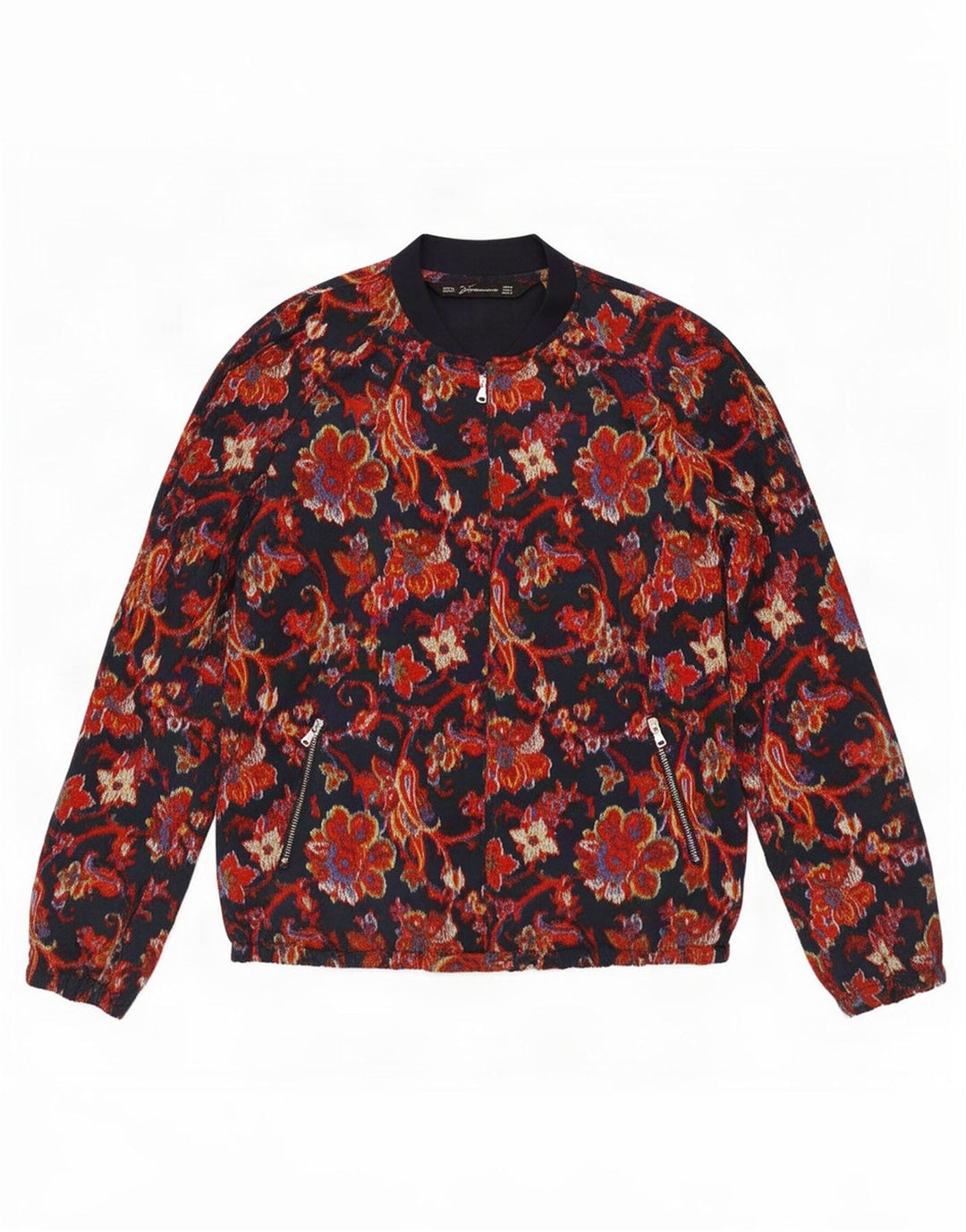 Giubbotto bomber Trafaluc da donna Zara UK 12 poliestere Paisley medio blu navy