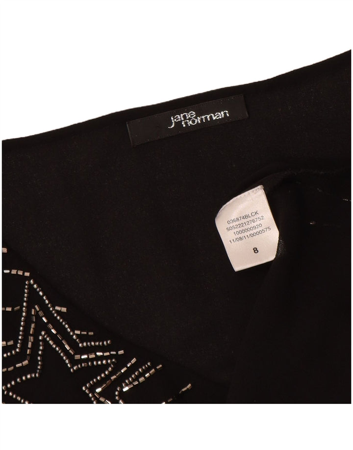 JANE NORMAN Camicetta senza maniche da donna UK 8 piccola a righe nere