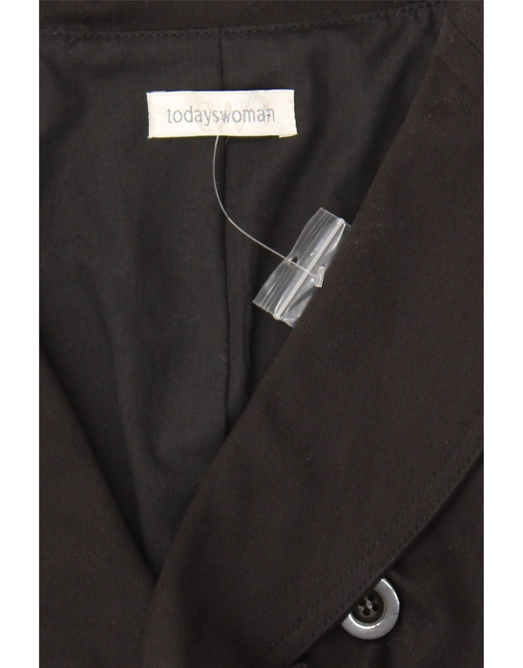VINTAGE Womens Double Breasted Blazer Jacket UK 16 Large  Black Cotton Vintage Vintage and Second-Hand Vintage from Messina Hembry 
