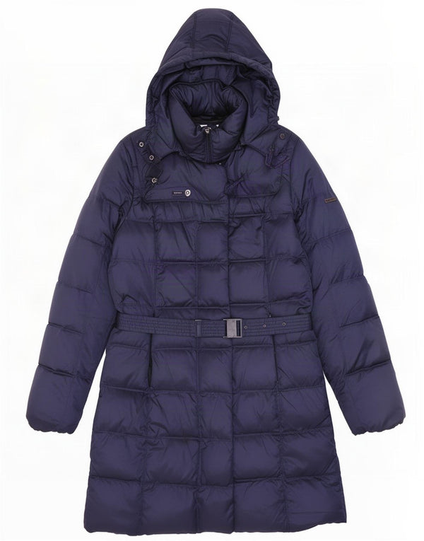 Geox Cappotto imbottito oversize con cappuccio da donna UK 10 Small Poliestere blu navy