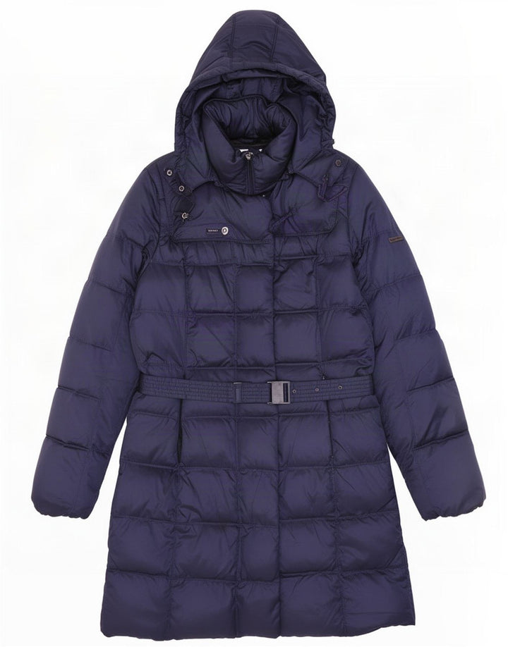 Geox Cappotto imbottito oversize con cappuccio da donna UK 10 Small Poliestere blu navy