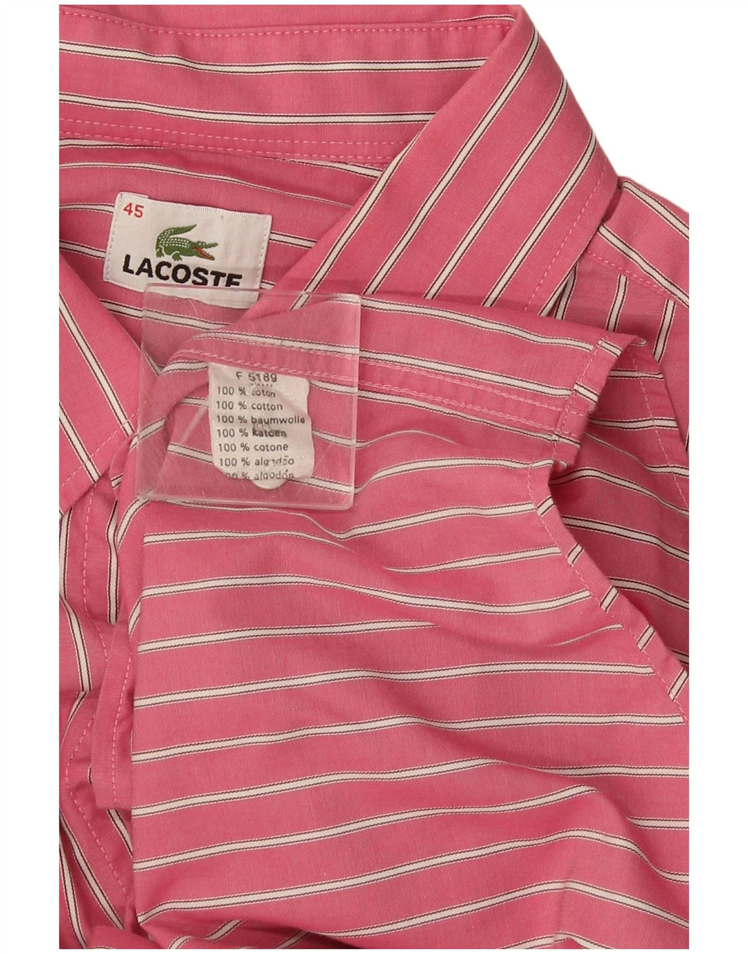 Camicia da uomo Lacoste taglia 45 XL cotone a righe rosa