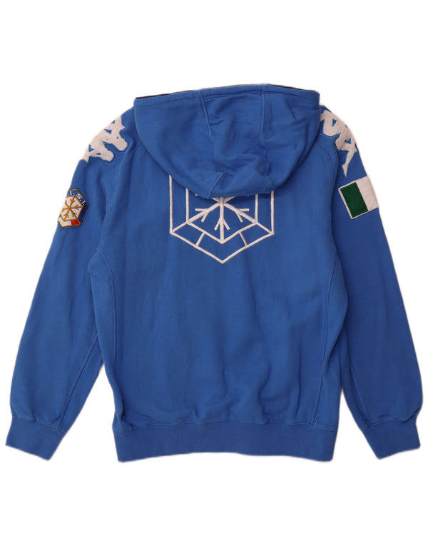 Maglione con cappuccio grafico KAPPA da donna Italia UK 16 grande cotone blu
