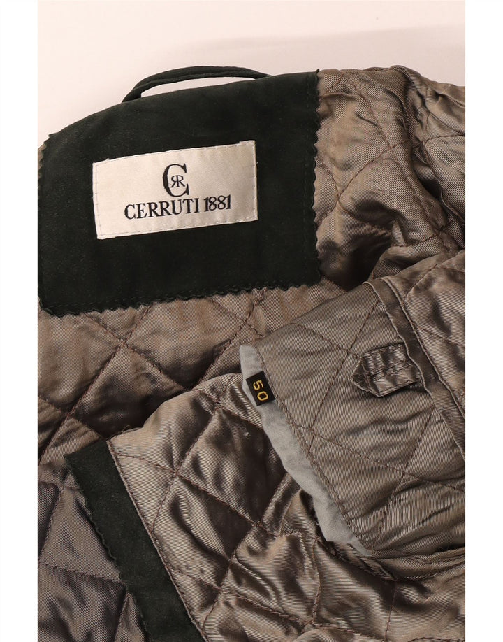 Giacca a vento da uomo in pelle scamosciata Cerruti 1881 IT 50 Large Verde