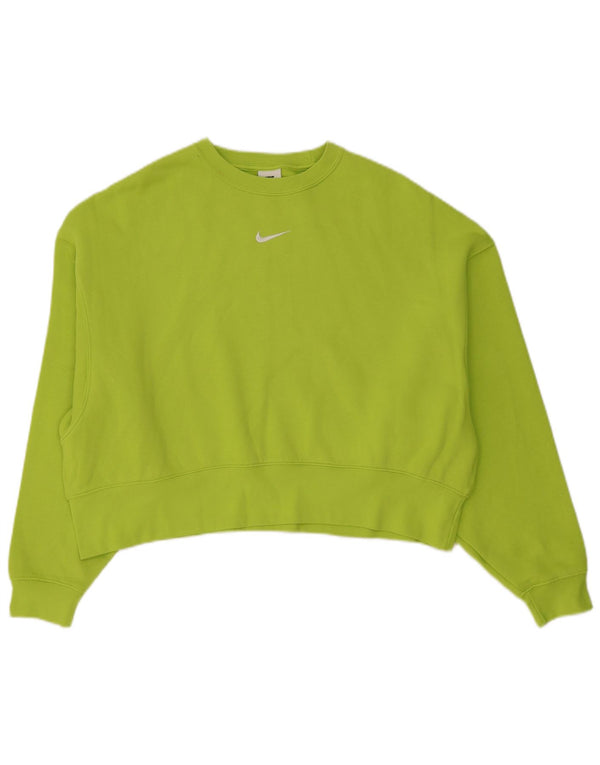 Felpa corta oversize da donna Nike UK 6 XS cotone verde