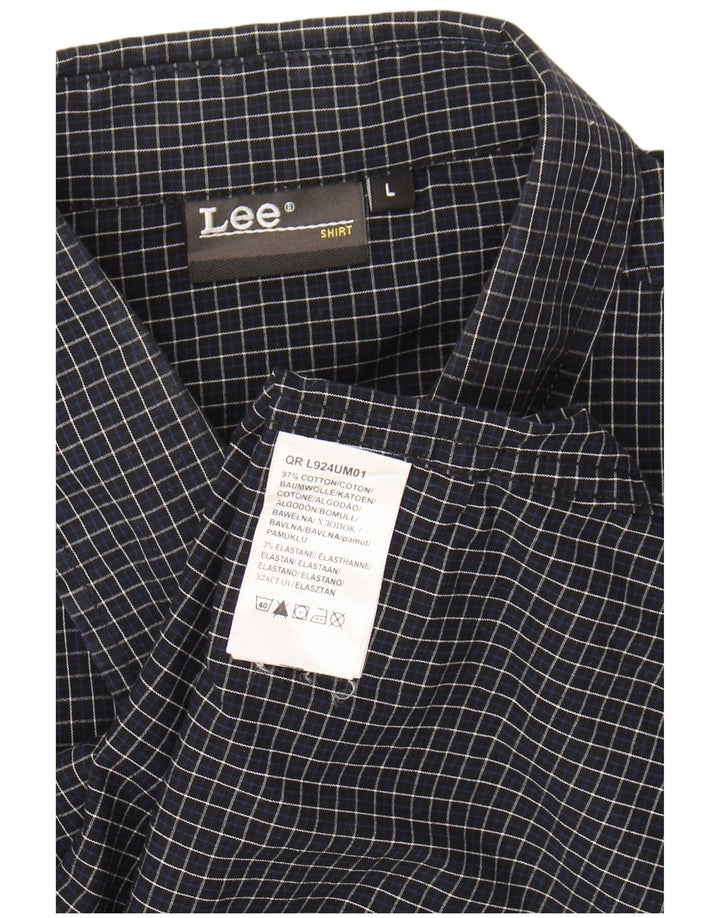 LEE Mens Shirt Large Black Check Cotton