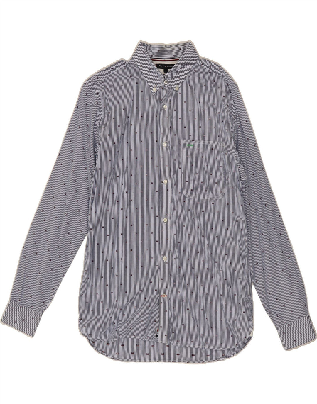 TOMMY HILFIGER Mens Slim Fit Shirt Medium Blue Pinstripe Cotton Vintage Tommy Hilfiger and Second-Hand Tommy Hilfiger from Messina Hembry 