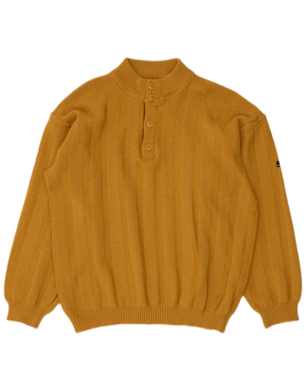 Maglione da uomo con collo abbottonato Boat House IT 52 Large Giallo in lana vergine