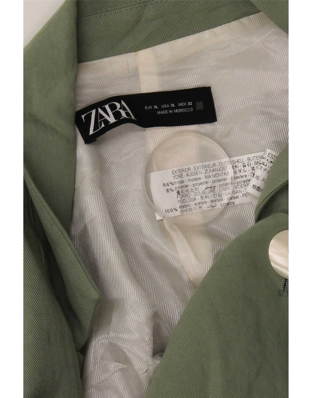 Giacca blazer da donna a 1 bottone Zara UK 18 XL verde modal