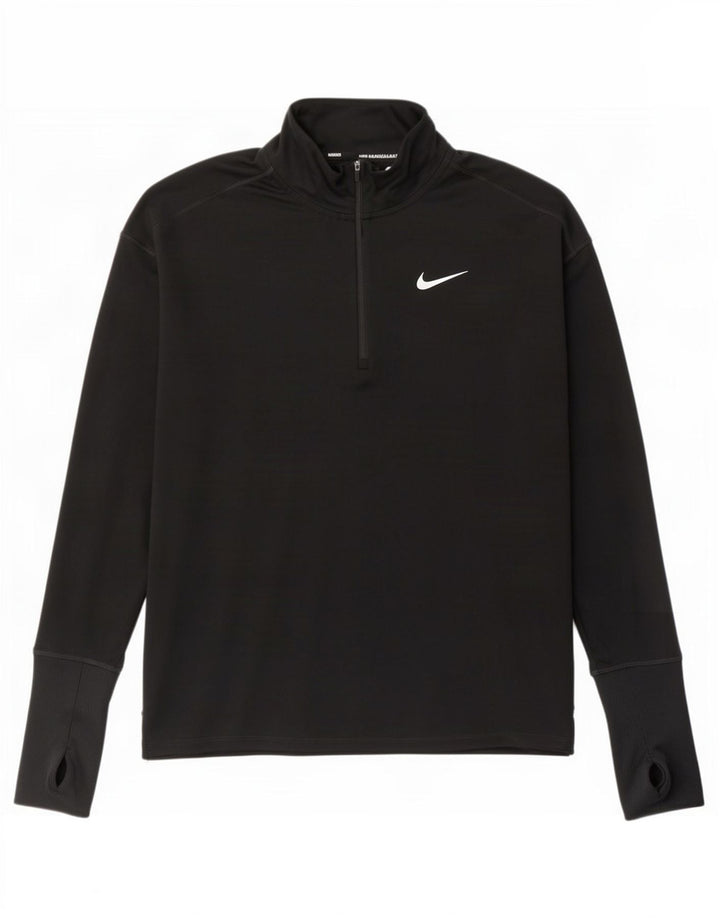 Top della tuta da ginnastica Nike Dri Fit con zip e collo da uomo, piccolo, nero