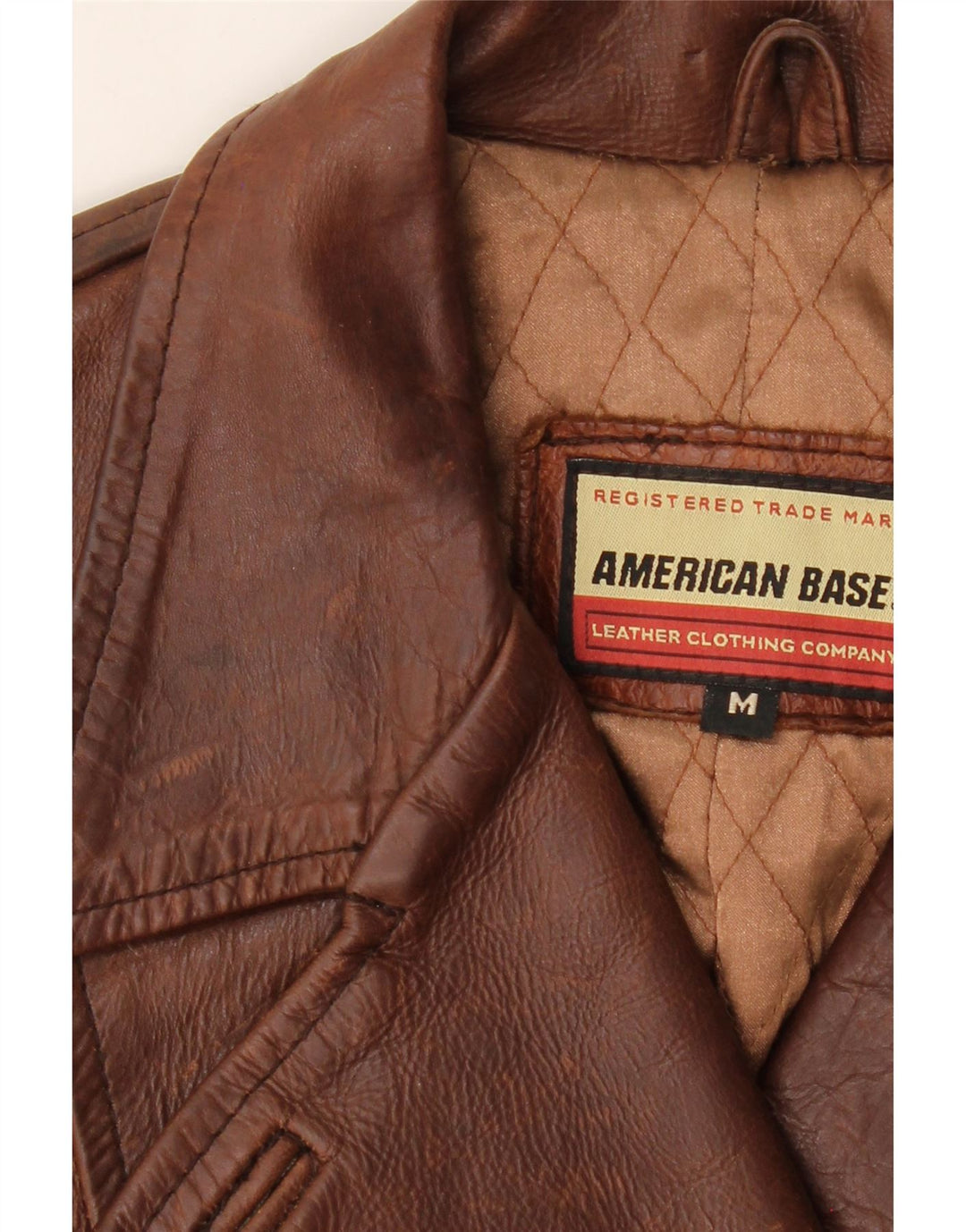 AMERICAN BASE Womens Double Breasted Coat UK 12 Medium Brown Leather Vintage American Base and Second-Hand American Base from Messina Hembry 