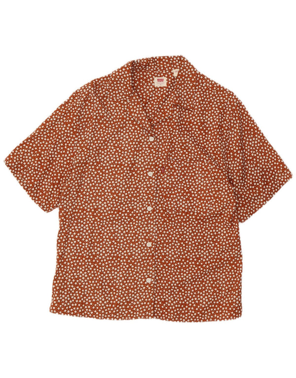 Camicia a maniche corte da donna Levi's UK 10 Small Lyocell floreale marrone