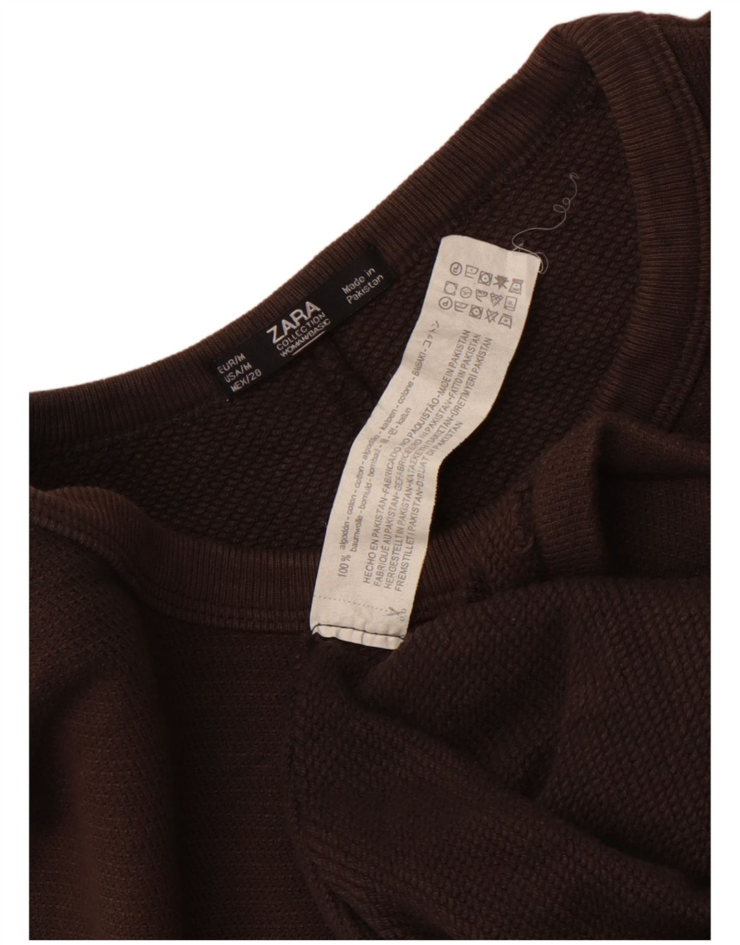 Abito T-shirt oversize da donna Zara UK 14 Cotone marrone medio