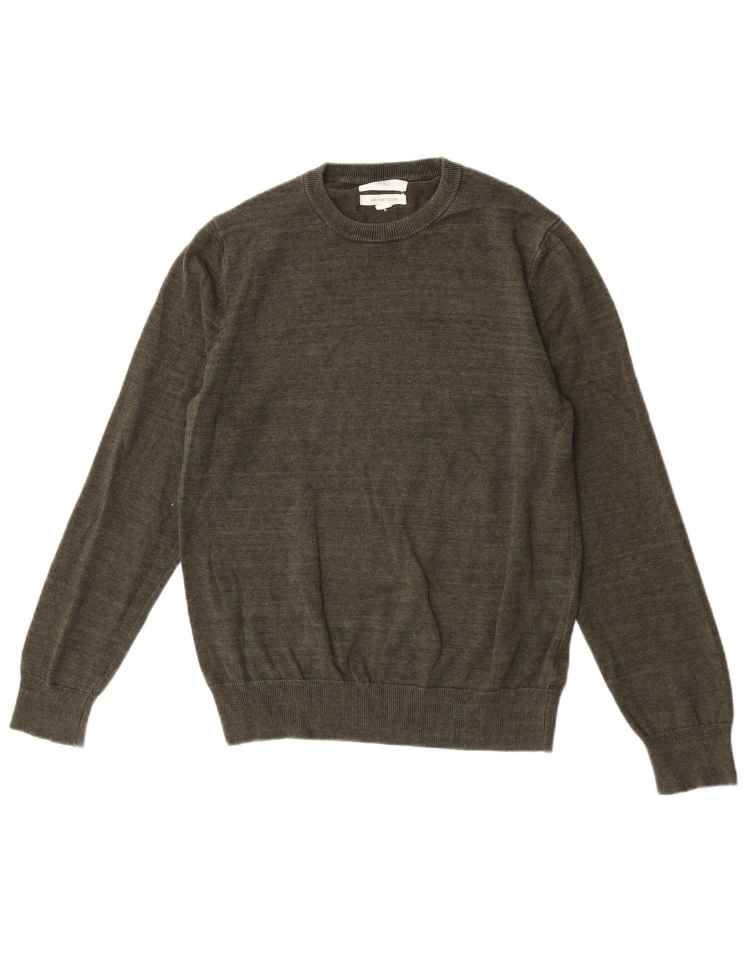 Maglione maglione girocollo da uomo Marks & Spencer in cotone kaki medio