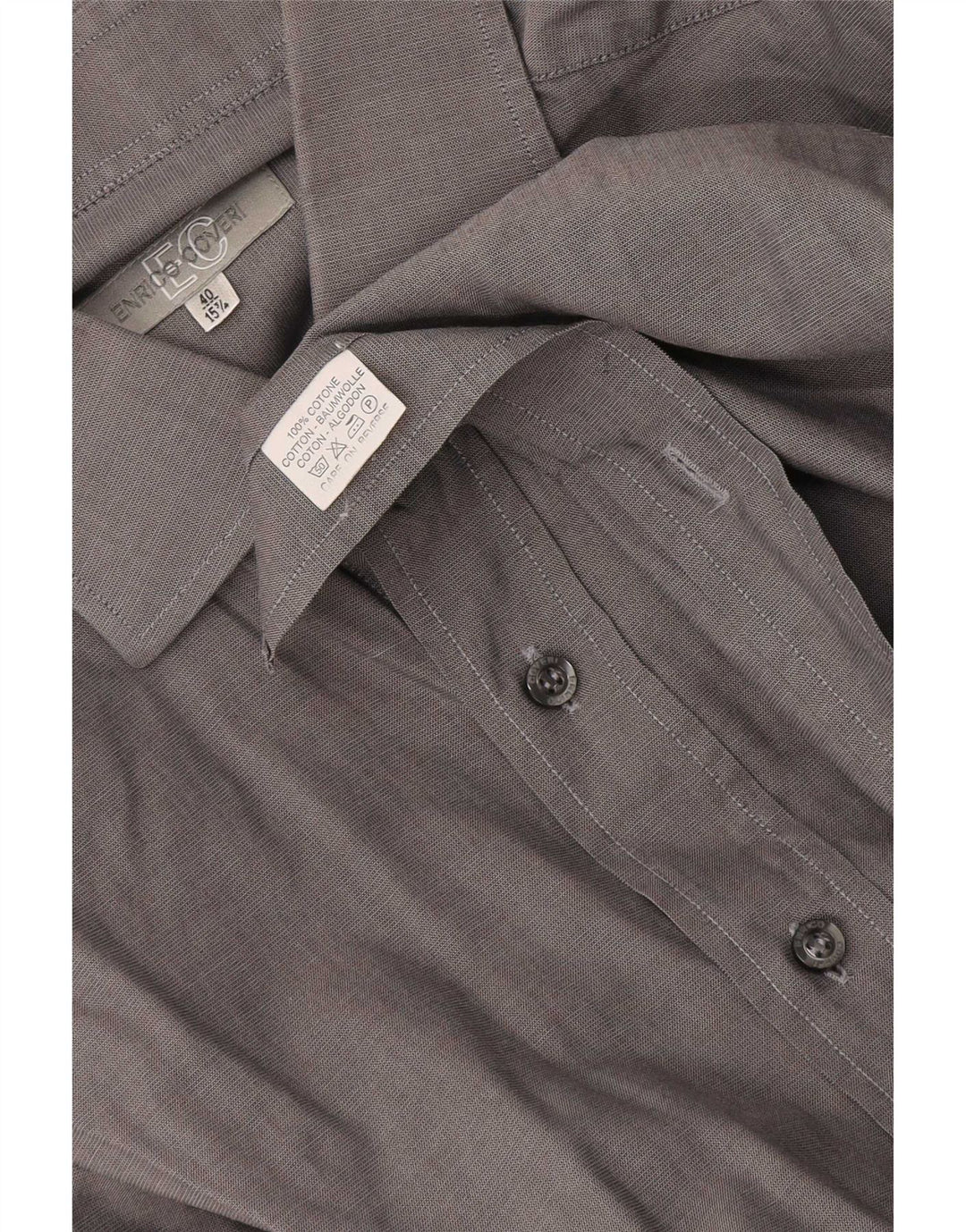 Camicia da uomo Enrico Coveri taglia 40 15 3/4 cotone grigio medio